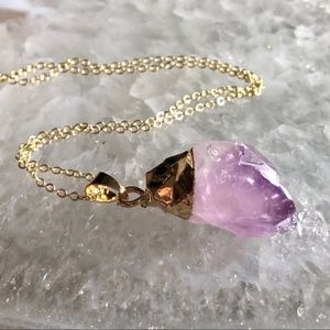 Raw Amethyst 14K Gold Plated Boho Necklace